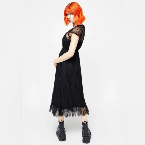 Disturbia Delilah Capped Sleeve Lace Midi Dress US 4 / UK 8 - Picture 6 of 9